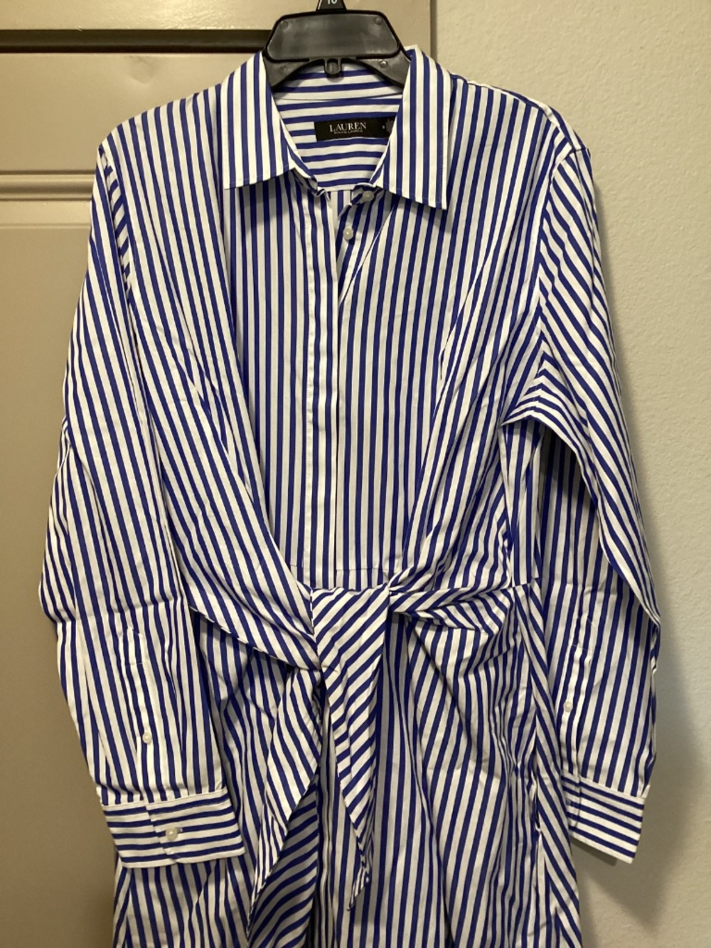 Lauren Ralph Lauren Stripe Long Sleeve Cotton Broadcloth Shirtdress, size 10 - Picture 5 of 14